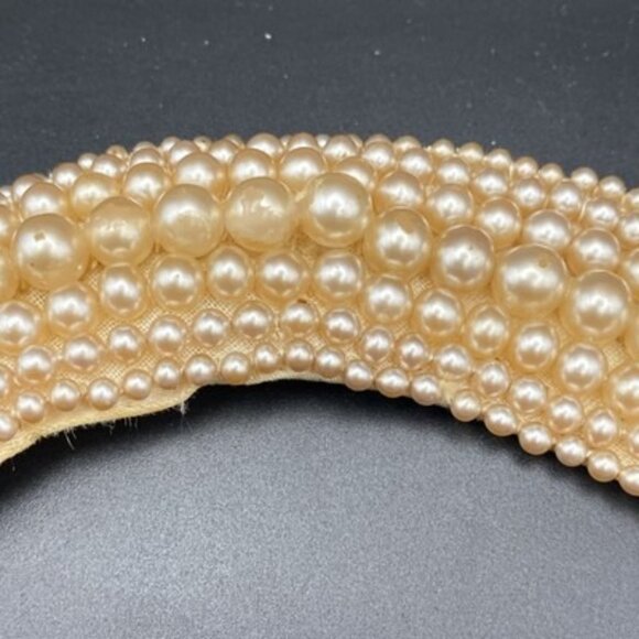 Vintage Glentex Ivory Pearl Beaded Collar 1950's 1960’s Japan Handmade LOOK READ - Picture 9 of 14